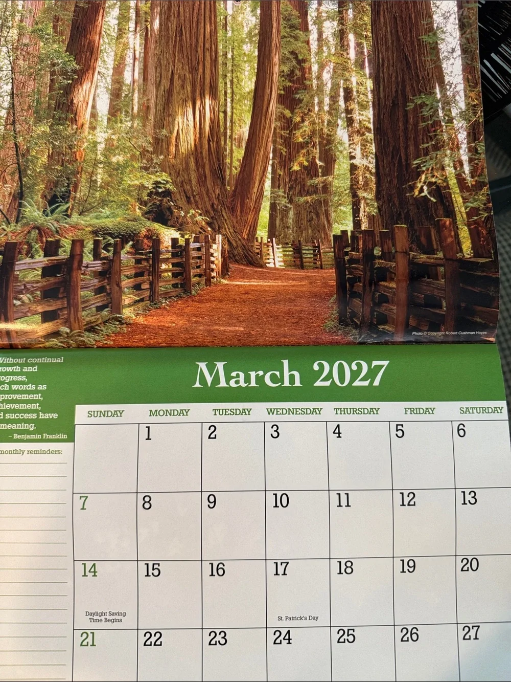 2027 America the Beautiful Wall Calendar - Scenic Landscape (Green, Blue, Brown)